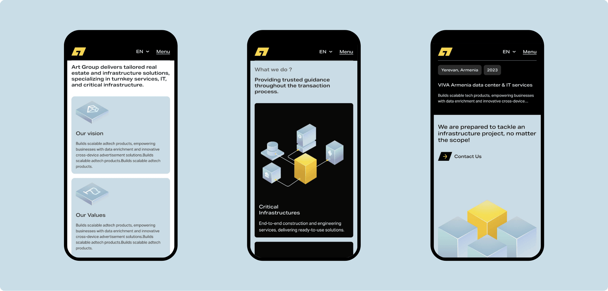 Concept portfolio turnkey solution page animation